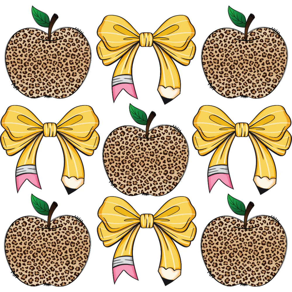 Leopard Print Apples & Pencil Bows